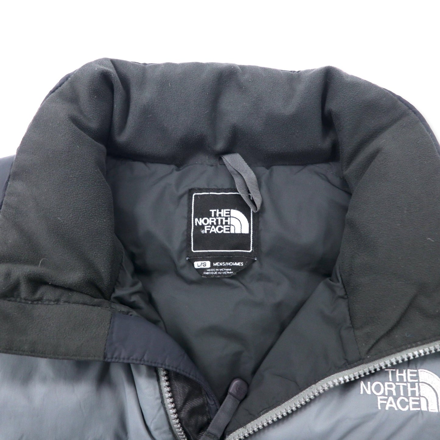 THE NORTH FACE Nuptse Down Jacket, 550 Fill Power, Large, Gray, Nylon, with Embroidered Logo