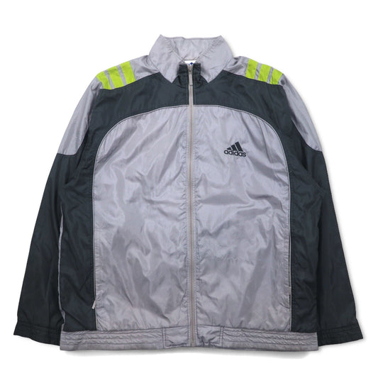 adidas 00年代 3ストライプ ナイロンジャケット トラックジャケット ジャージ XL グレー