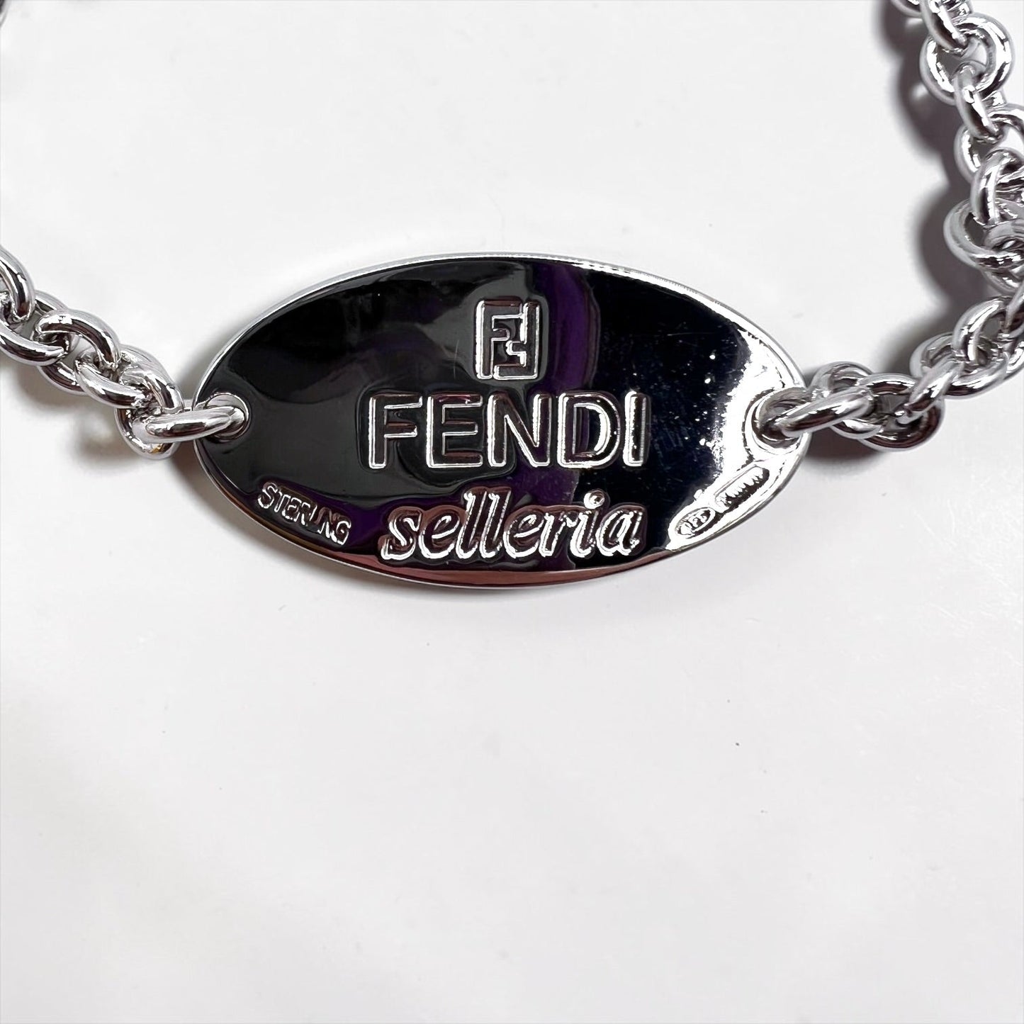 FENDI セレリア selleria シルバー チェーン ブレスレット 925 STERLING オーバル ロゴ プレート