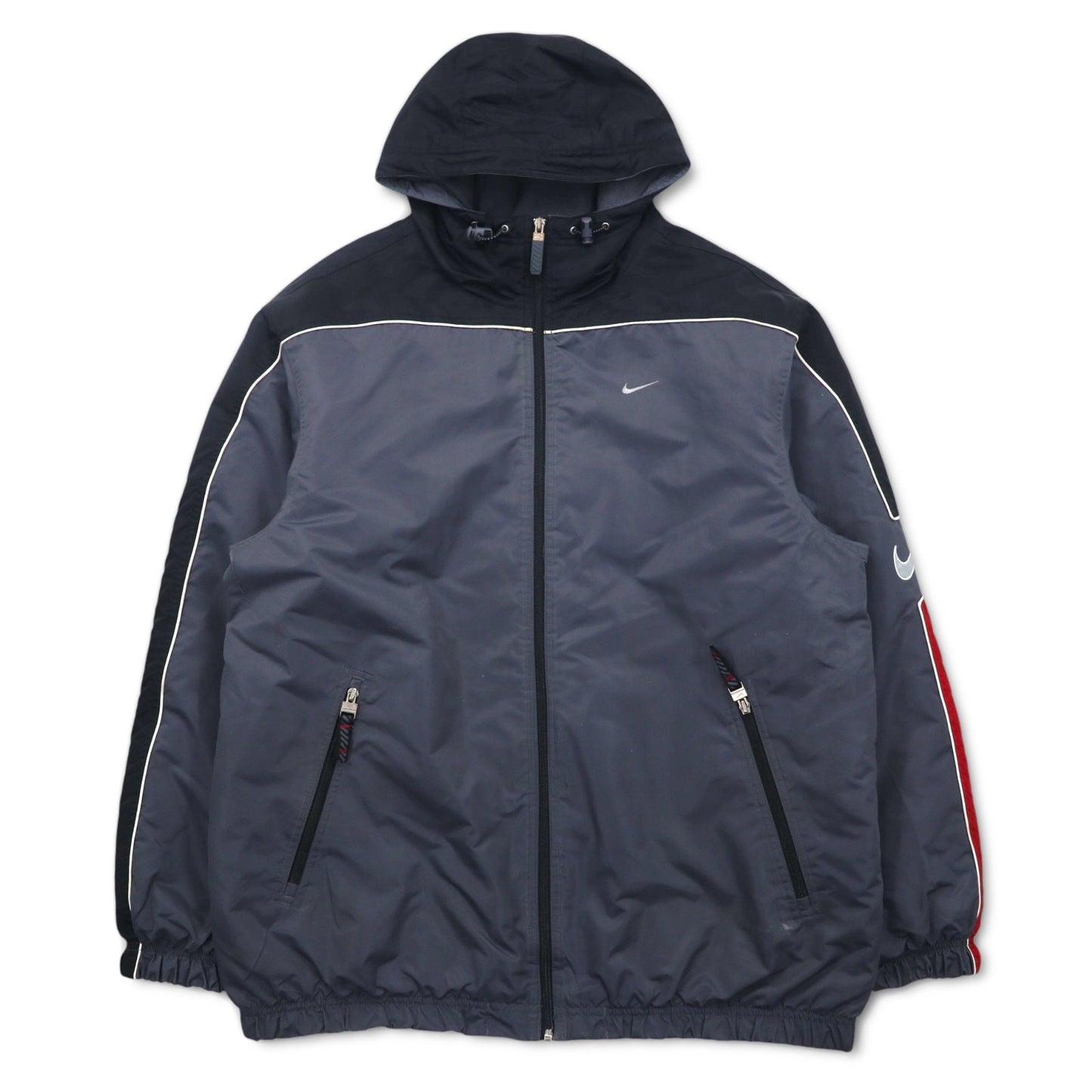 NIKE 2000s Nylon Jacket Insulation Parka L Silver Padded Swoosh Logo