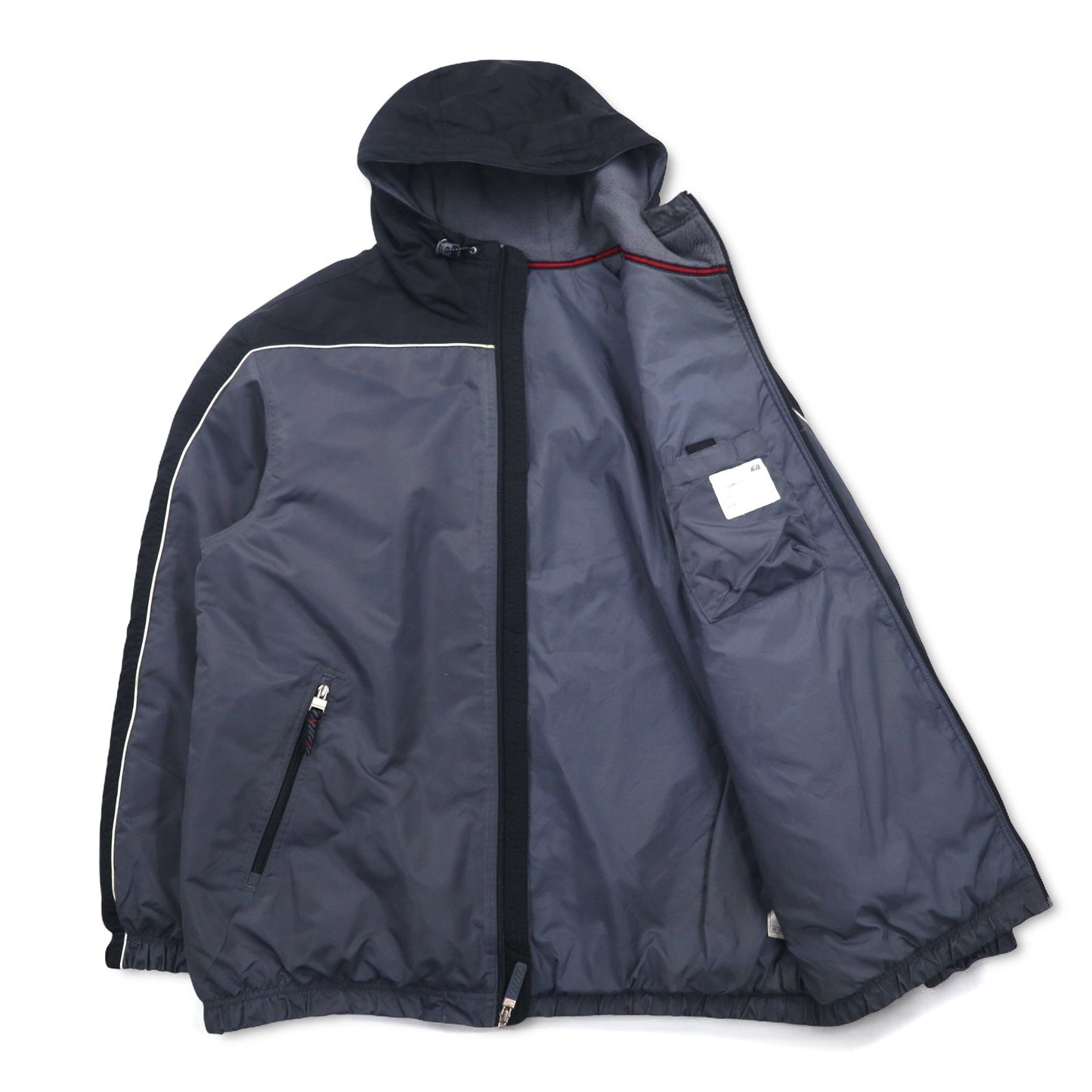 NIKE 2000s Nylon Jacket Insulation Parka L Silver Padded Swoosh Logo