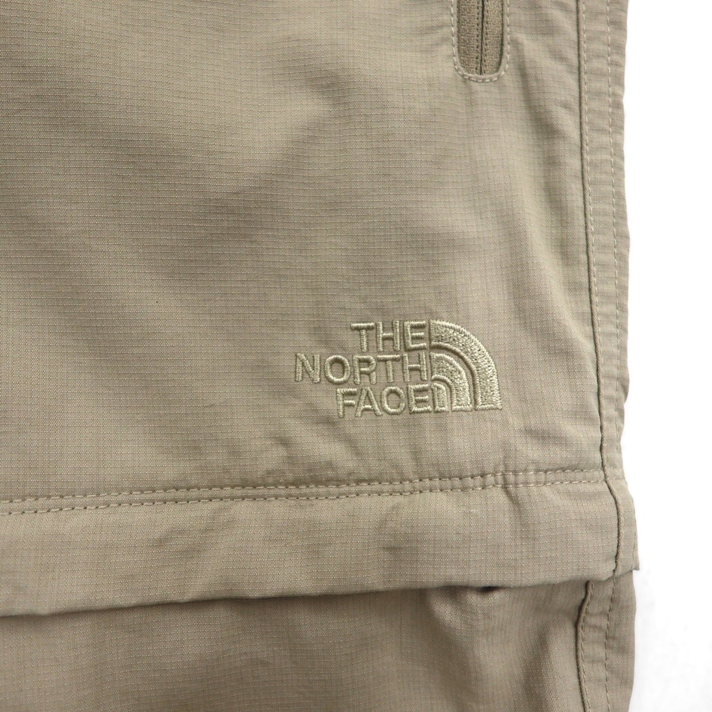 THE NORTH FACE アウトドア 2WAY コンバーチブル カーゴパンツ ショートパンツ L ベージュ 防水 リップストップ 裾ジップ スリット A3YH US企画
