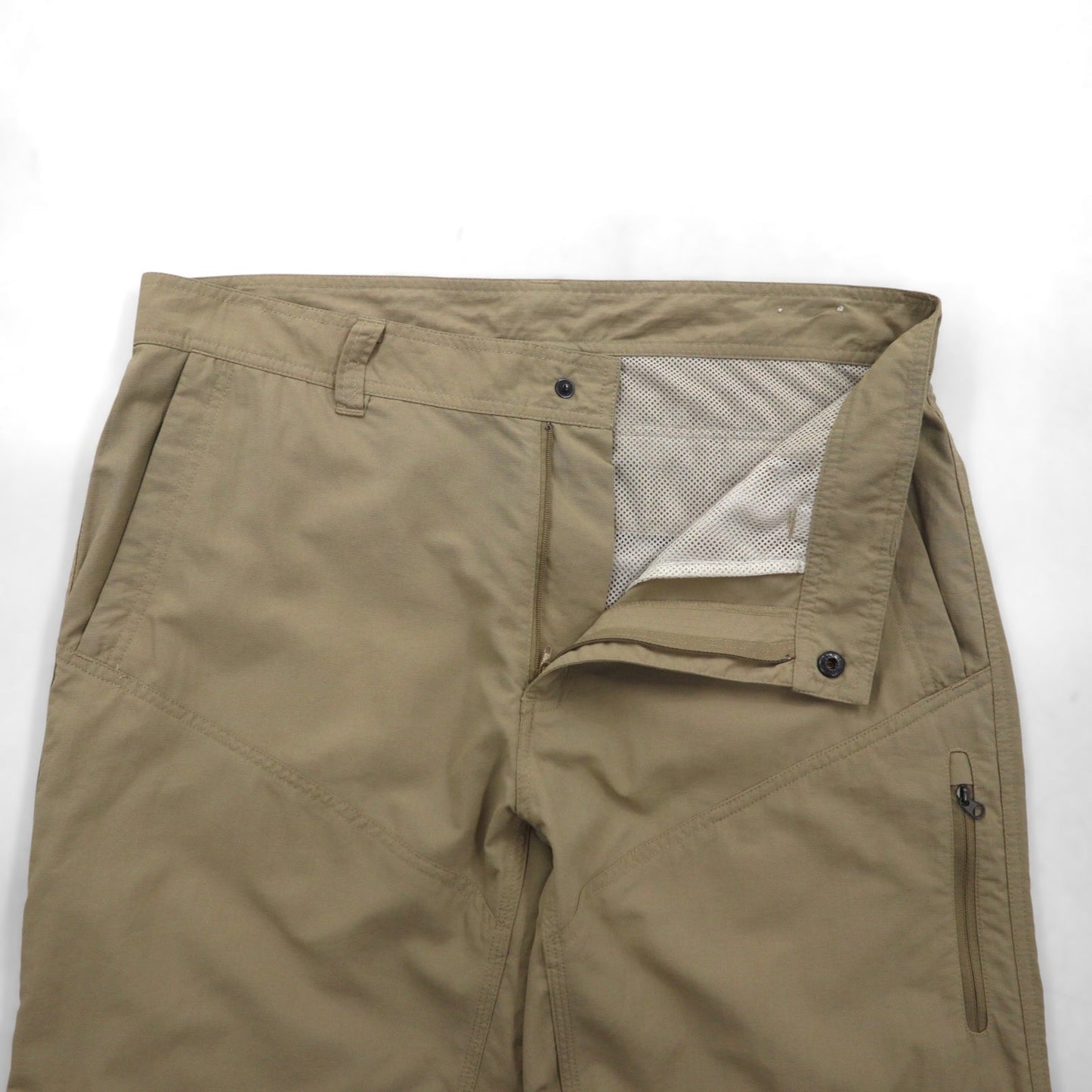 THE NORTH FACE アウトドア 2WAY コンバーチブル カーゴパンツ ショートパンツ L ベージュ 防水 リップストップ 裾ジップ スリット A3YH US企画