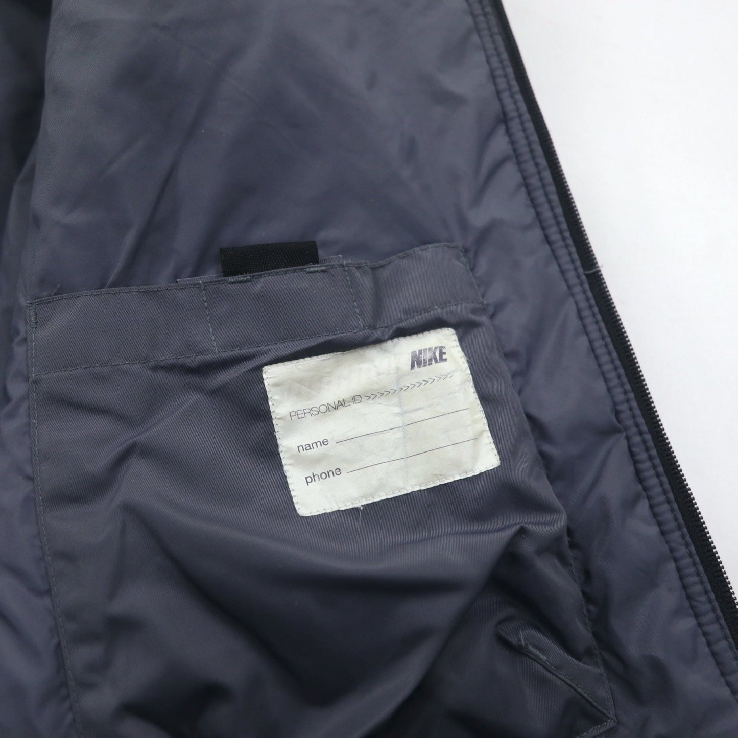NIKE 2000s Nylon Jacket Insulation Parka L Silver Padded Swoosh Logo