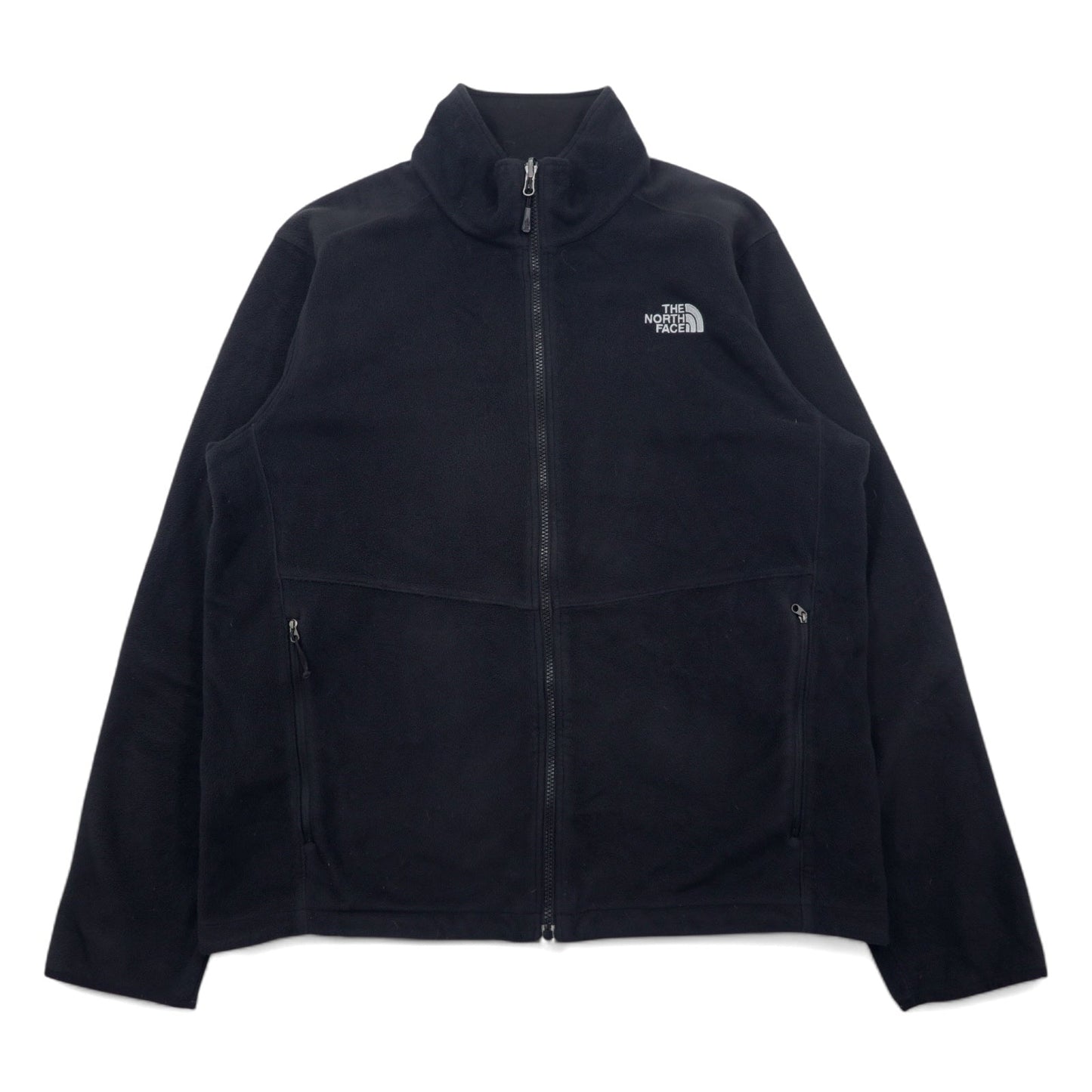 THE NORTH FACE Polartec Fleece Jacket, Size L, Black, Polyester, Logo Embroidery, Drawcord