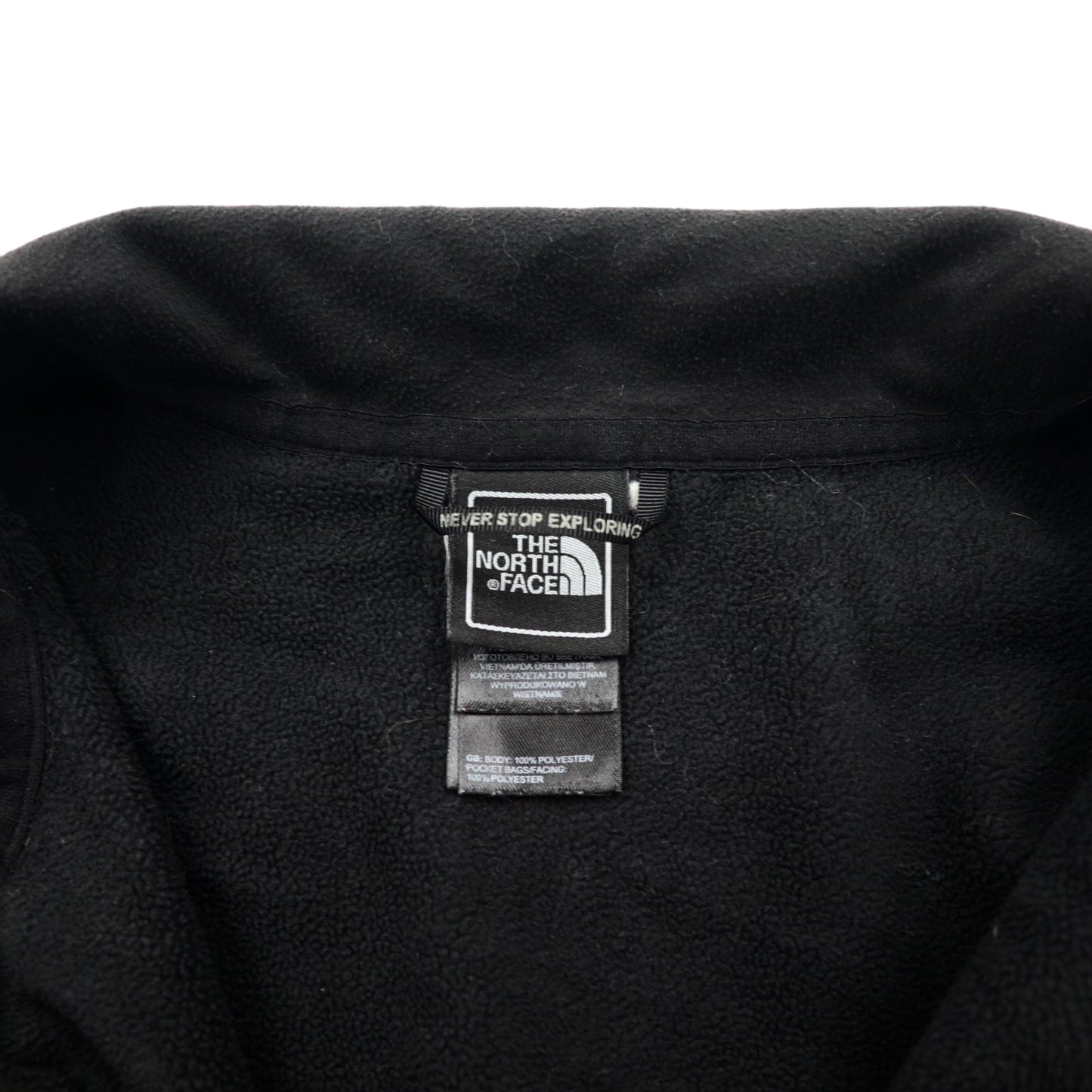 THE NORTH FACE Polartec Fleece Jacket, Size L, Black, Polyester, Logo Embroidery, Drawcord