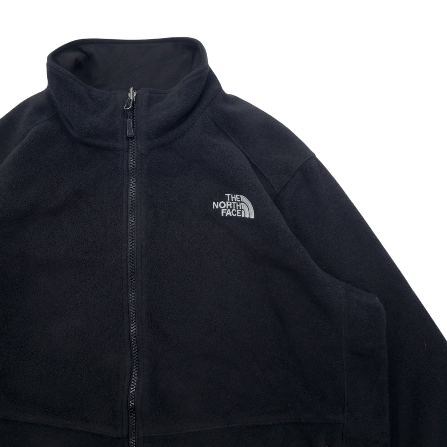THE NORTH FACE Polartec Fleece Jacket, Size L, Black, Polyester, Logo Embroidery, Drawcord