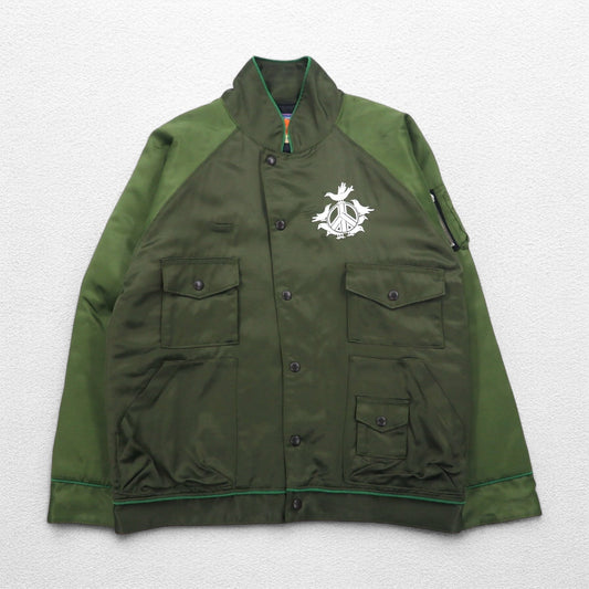 blackmeans "Shogyo Mujo" (Impermanence of All Things) Souvenir Jacket, Size L, Khaki, Rayon, Padding, PANTA RHEI, Made in Japan