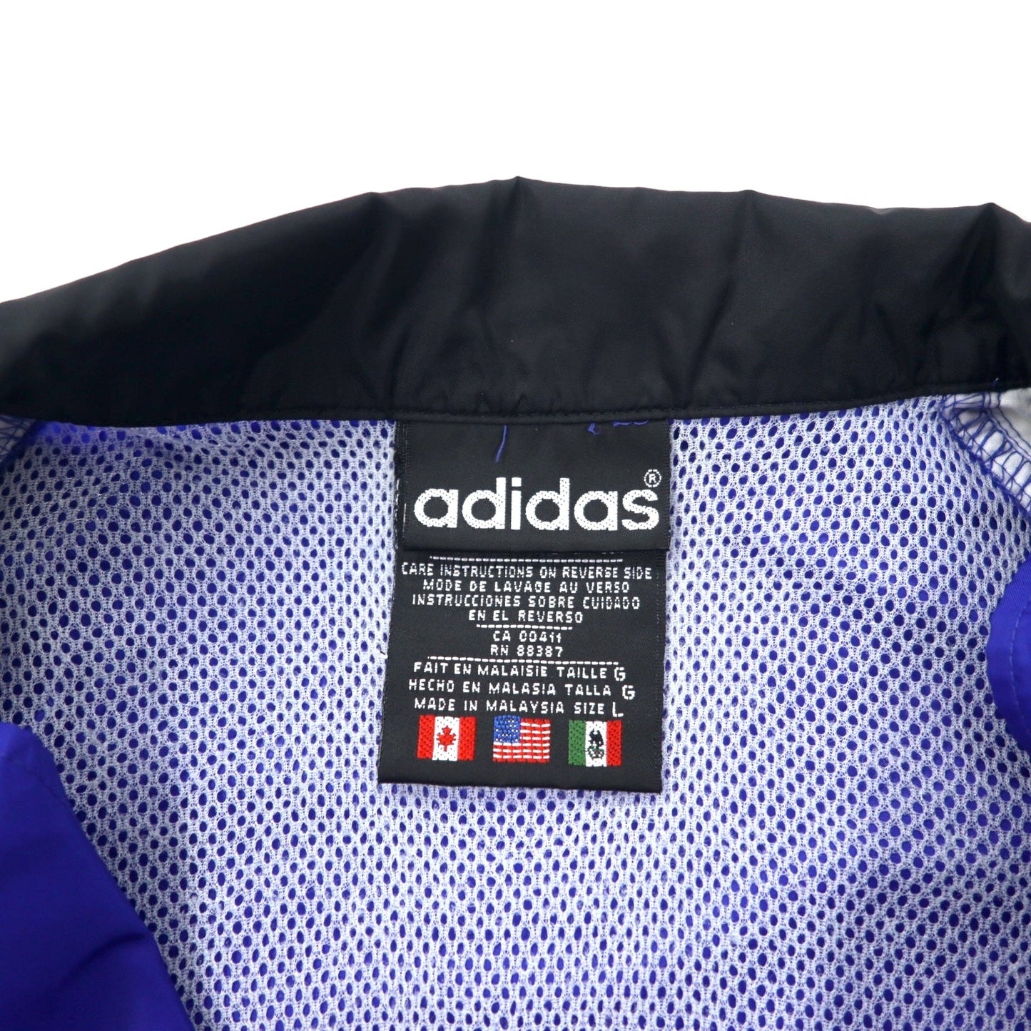 adidas 90s Nylon Jacket, Large, Blue, 3-Stripes, Flag Tag, Oversized