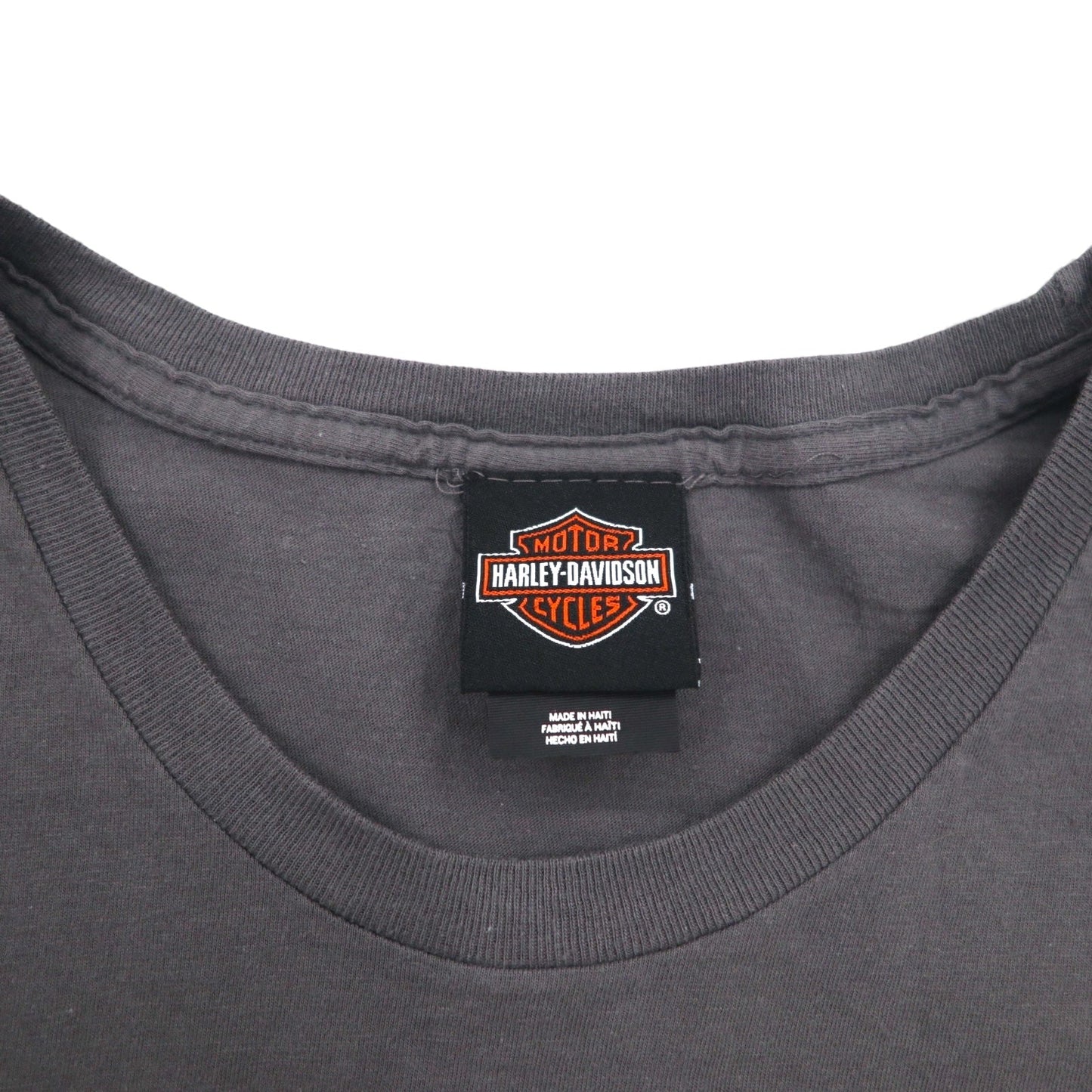 HARLEY DAVIDSON Skull Print T-Shirt, Size 2XL, Gray Cotton, Made in ALAMO CITY, Haiti