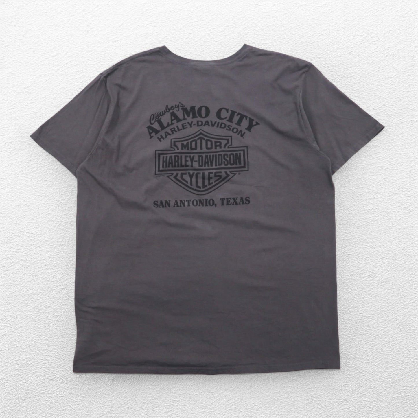 HARLEY DAVIDSON Skull Print T-Shirt, Size 2XL, Gray Cotton, Made in ALAMO CITY, Haiti