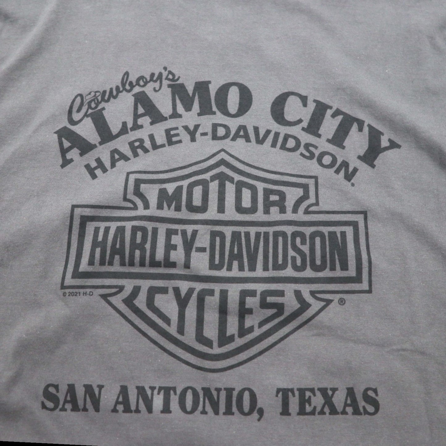 HARLEY DAVIDSON Skull Print T-Shirt, Size 2XL, Gray Cotton, Made in ALAMO CITY, Haiti