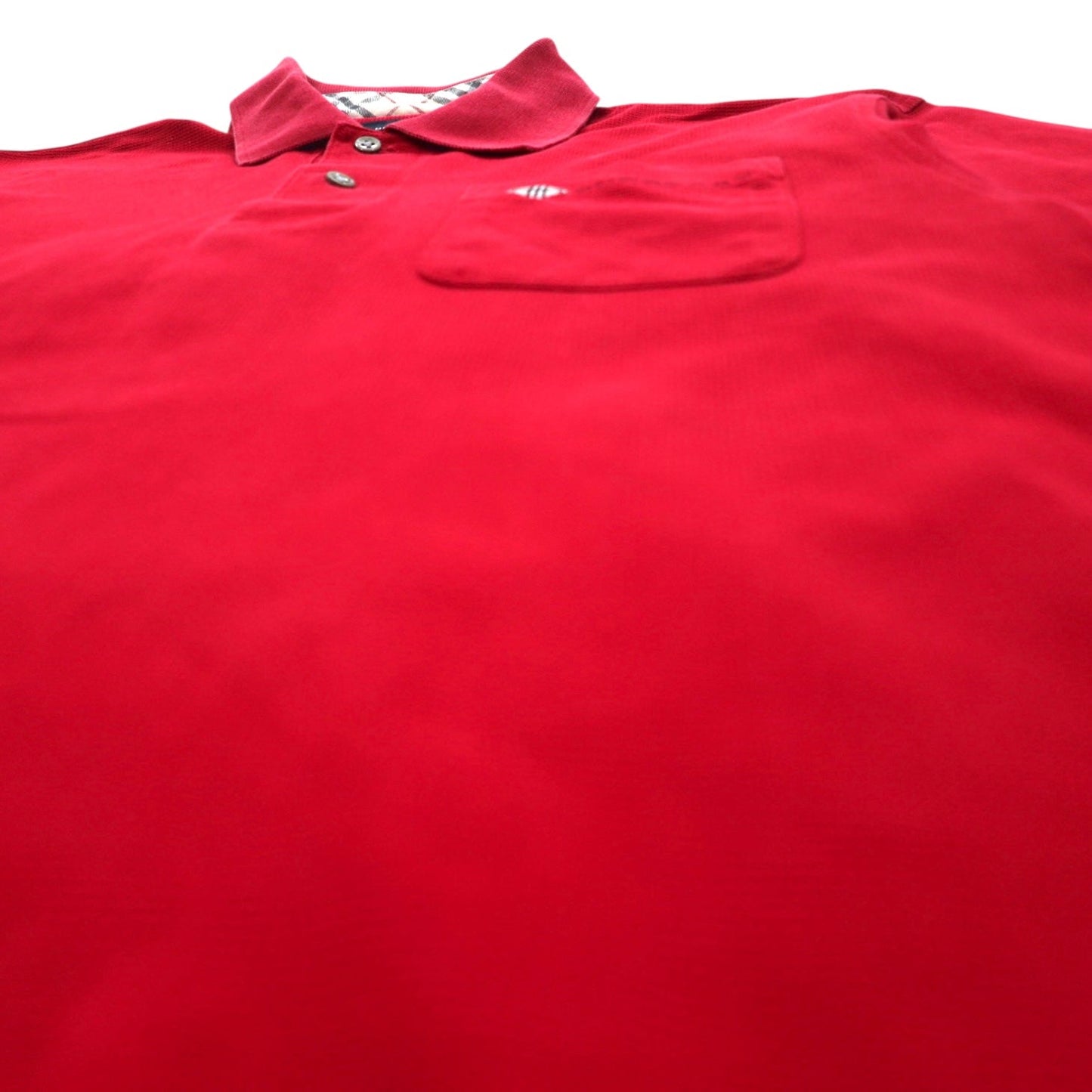 BURBERRY GOLF Long Sleeve Polo Shirt, Size S, Red, Cotton, Chest Pocket, One-Point Logo Embroidery