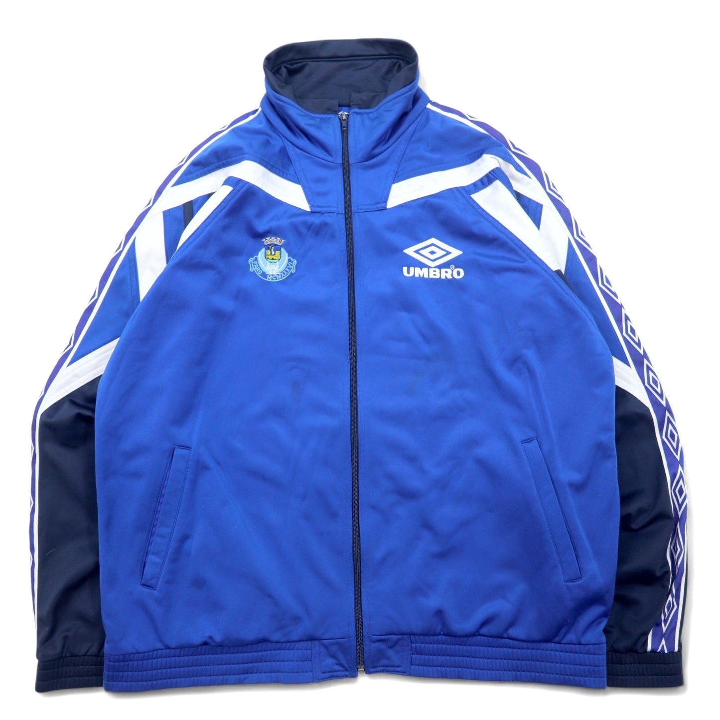 UMBRO 90s Track Jacket, Jersey, Size L, Blue, Polyester, Logo Embroidery, Tape Logo