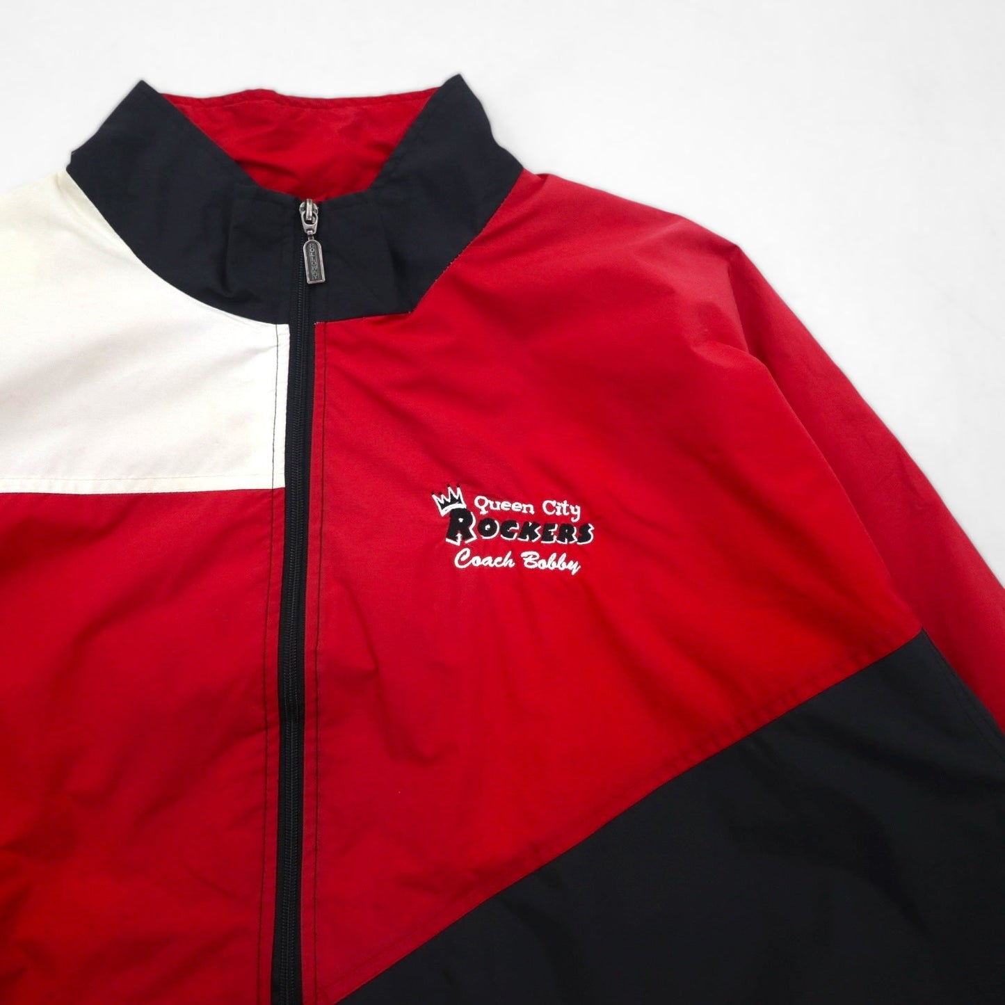 90s Vintage Windbreaker Holloway 90年代 ナイロンジャケット ジャージ XL クレイジーパターン カラーブロック Queen City Rockers