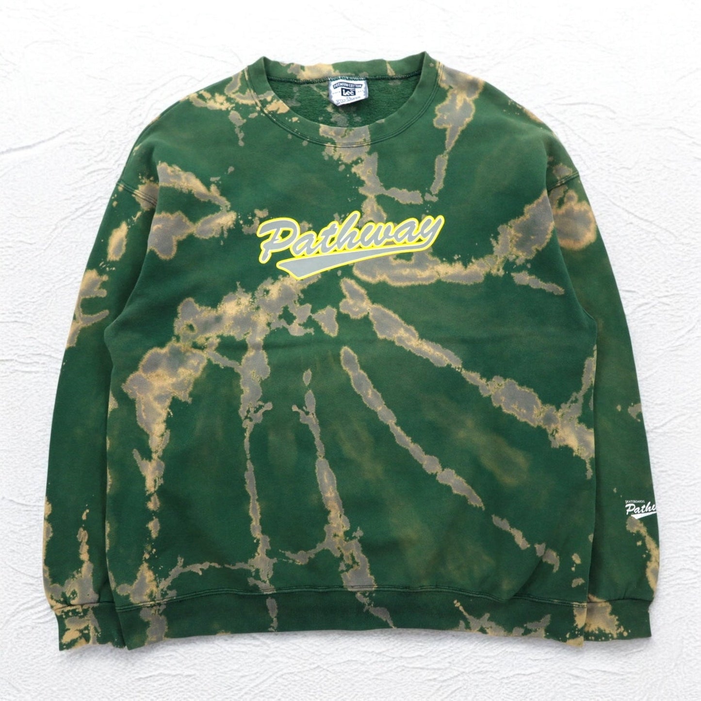 Lee 90s Pathway Skateboards Sweatshirt, XL, Green Tie-Dye, Premium Cotton, Made in Mexico