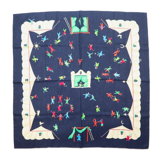 BVLGARI Italian Silk Scarf Navy All-Over Print by Davide Pizzigoni