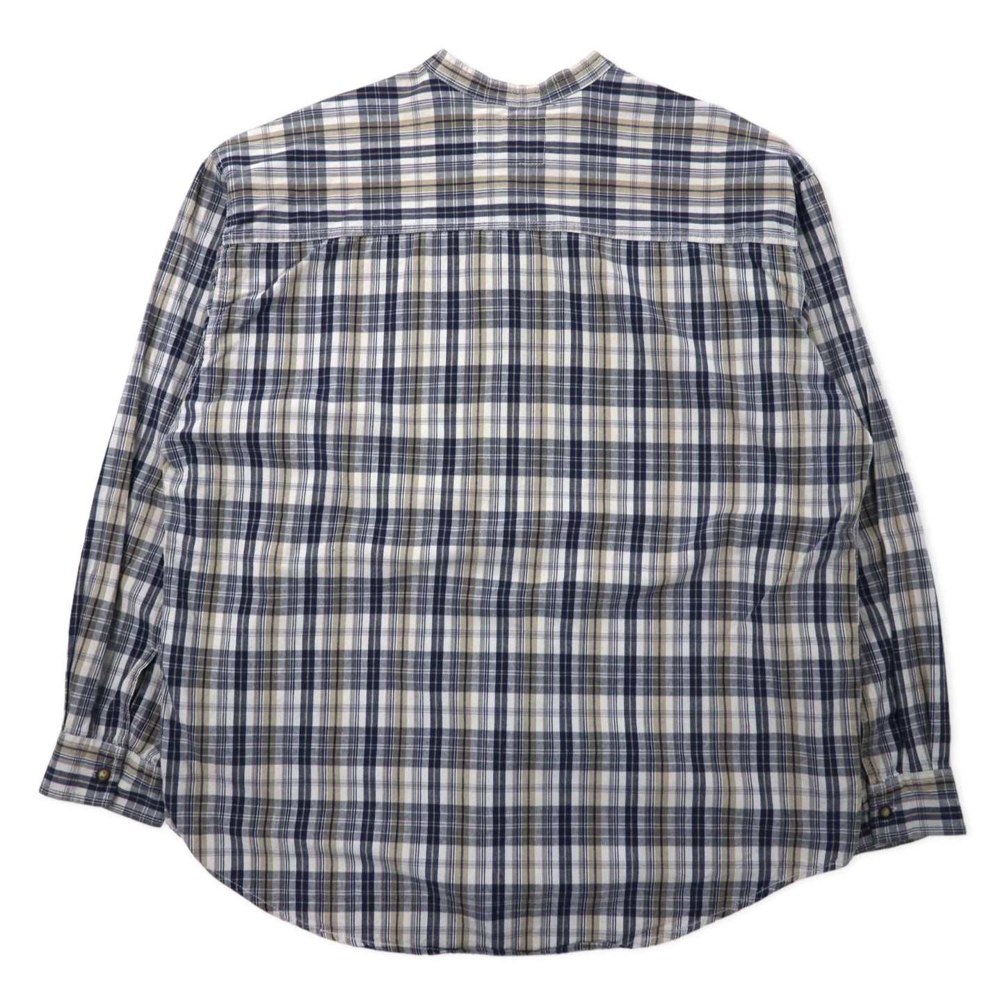 Levi's 90s Band Collar Shirt, Size XL, Beige and Navy Check, Cotton