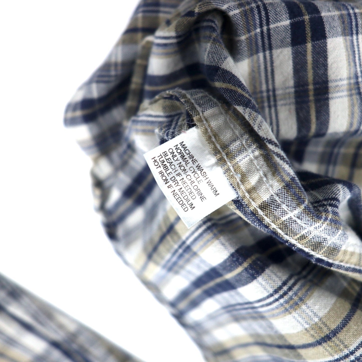 Levi's 90s Band Collar Shirt, Size XL, Beige and Navy Check, Cotton