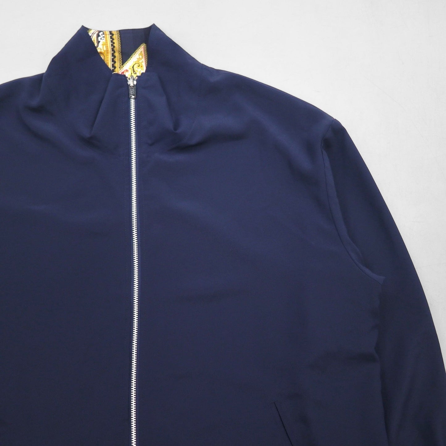 90s Vintage Reversible Satin Jacket リバーシブル サテンジャケット XL ネイビー 総柄 スカーフ ペイズリー柄
