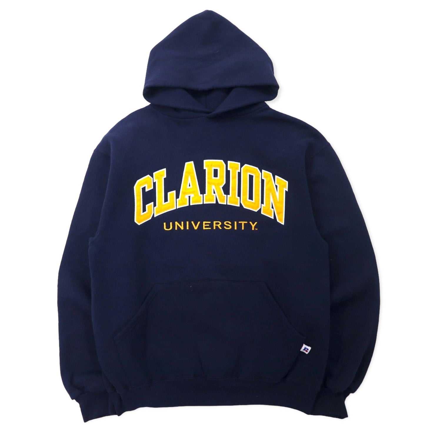 RUSSELL ATHLETIC 90s College Pullover Hoodie, Size M, Navy Cotton, Clarion University, Made in Mexico
