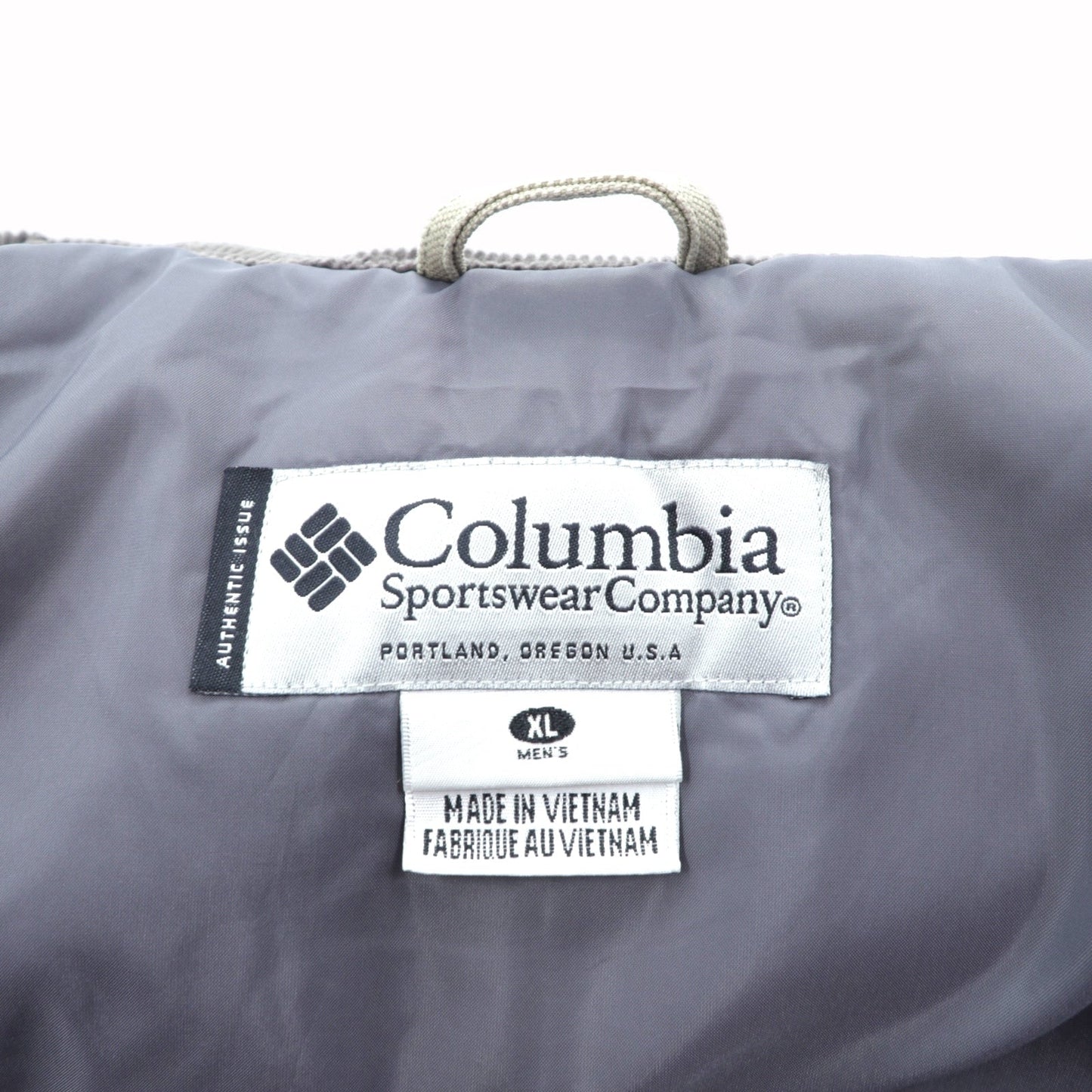 Columbia ダック地 中綿 ワークジャケット カバーオール XL ベージュ 襟コーデュロイ フード着脱 PM5028