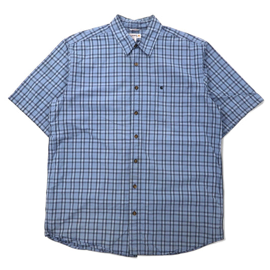 Carhartt Relaxed Fit Short Sleeve Shirt, XL TALL, Blue Check Cotton, Oversized