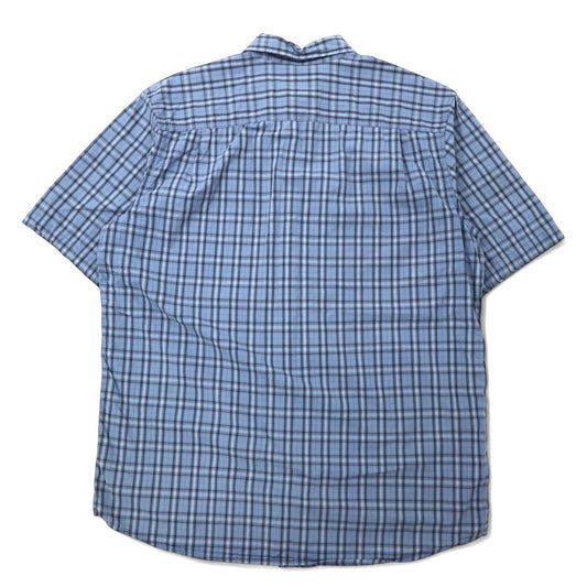 Carhartt Relaxed Fit Short Sleeve Shirt, XL TALL, Blue Check Cotton, Oversized