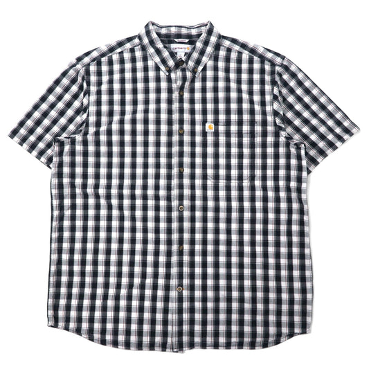 Carhartt Relaxed Fit Short Sleeve Shirt, Black Check Cotton, XL, Oversized