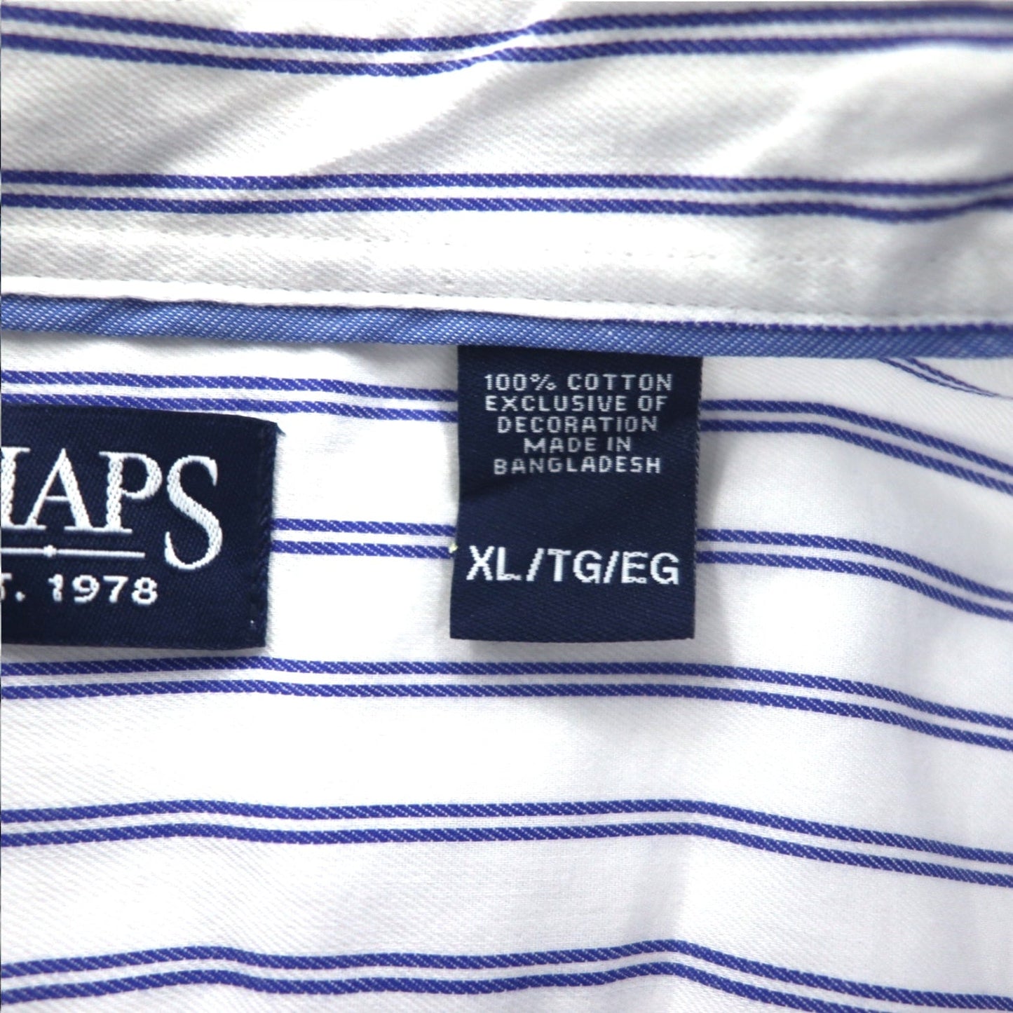 CHAPS ボタンダウンシャツ XL ホワイト ストライプ コットン 胸ポケット 未使用品