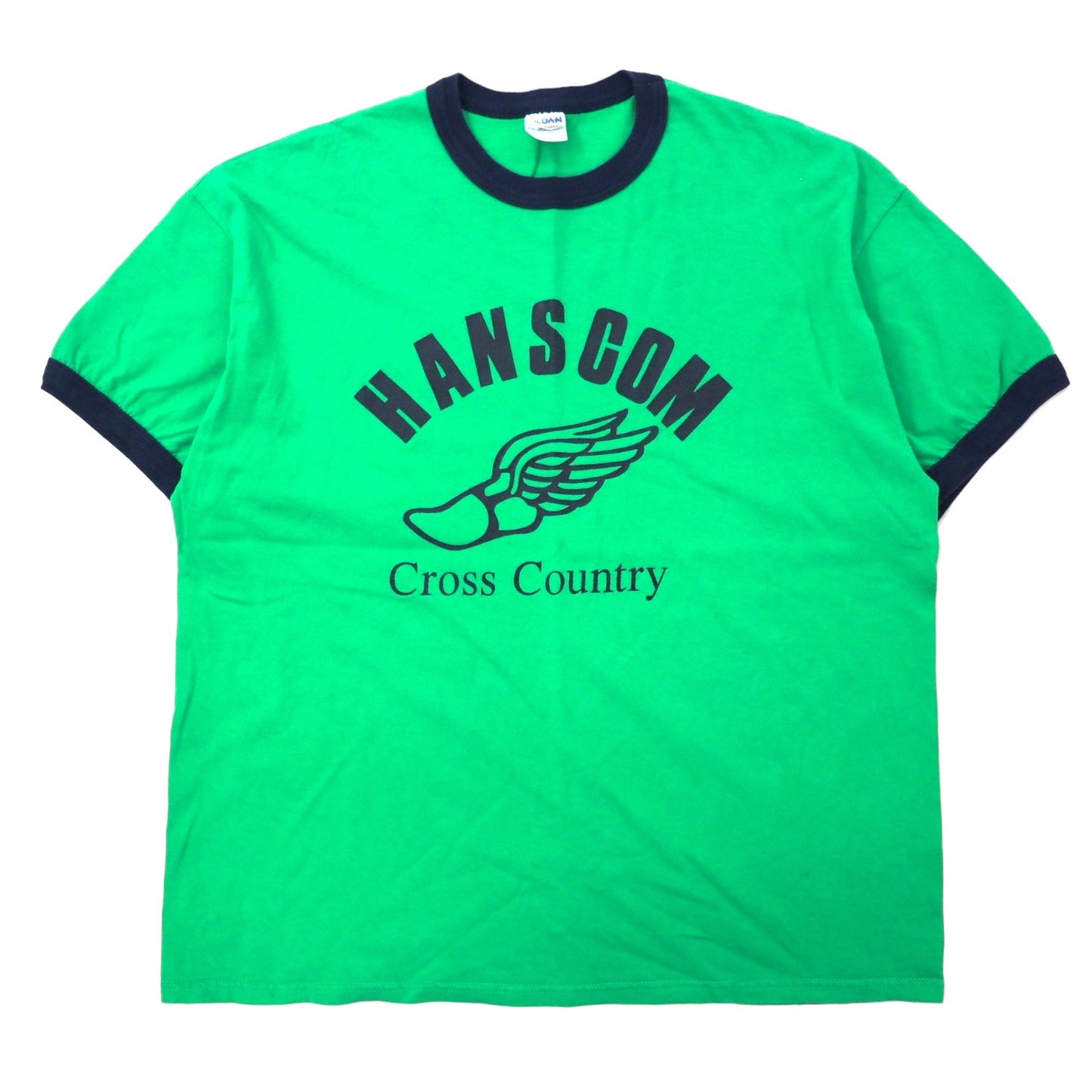 GILDAN Ringer T-Shirt, XL, Green Cotton, HANSCOM