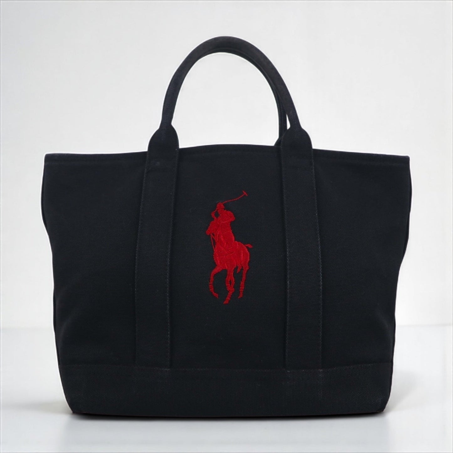 Ralph Lauren ビッグポニー 刺繍 キャンバス トートバッグ ブラック コットン