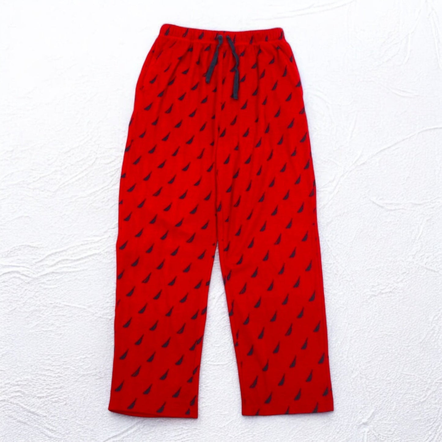 NAUTICA パジャマパンツ イージーパンツ M レッド マイクロフリース 総柄 SLEEPWEAR