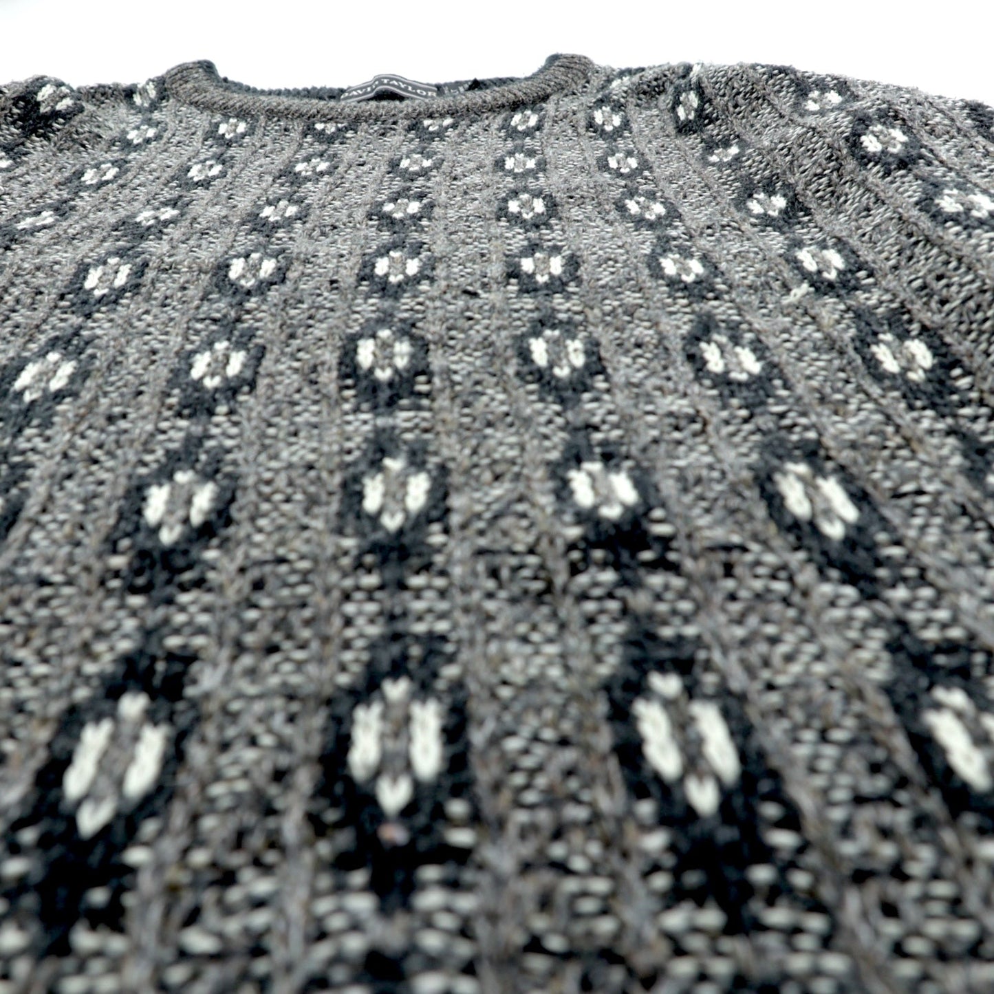 90s USA Vintage Jacquard Knit DAVID TAYLOR 総柄 ジャガード ニット セーター XL グレー 90年代 USA製