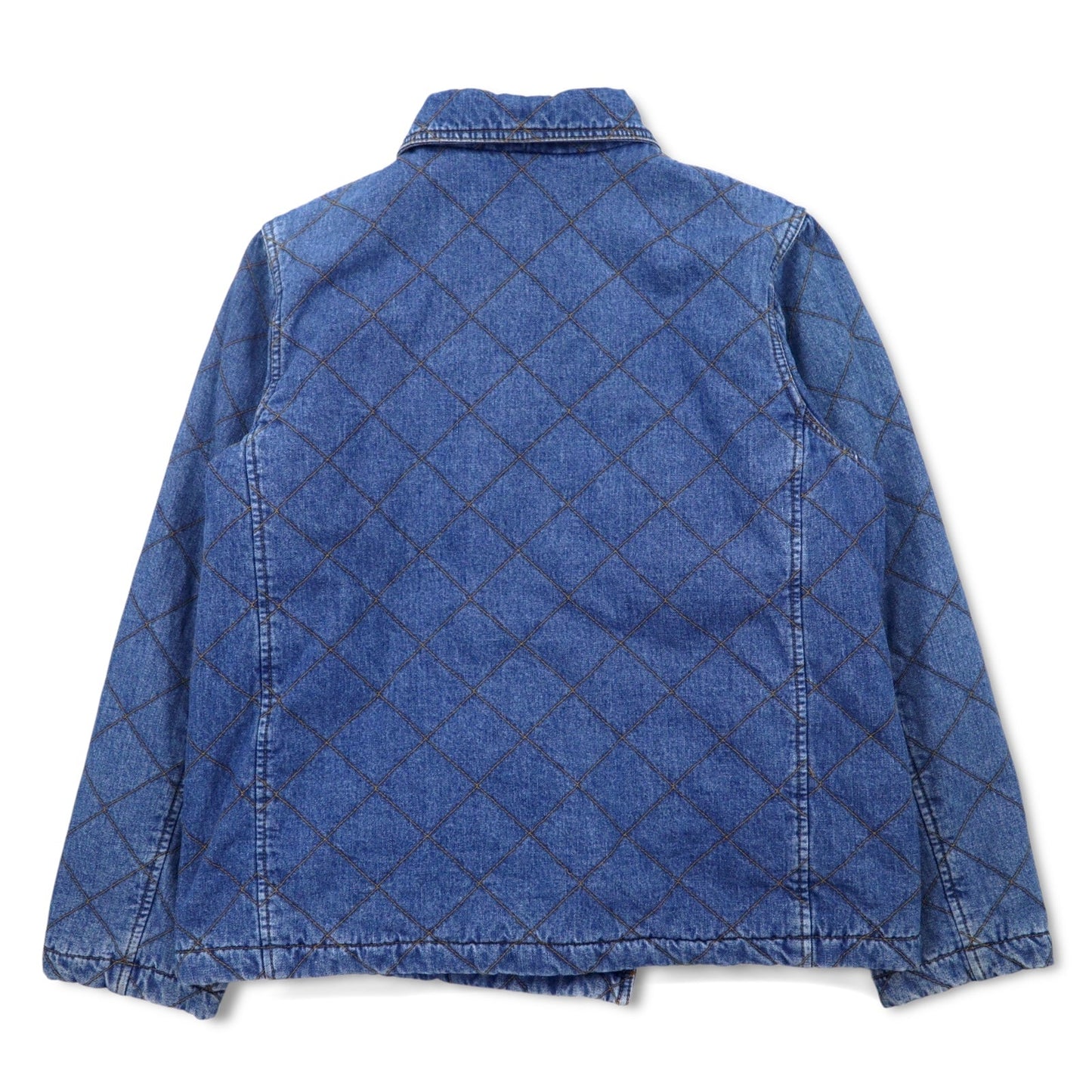 LAUREN JEANS CO. 90年代 ダブルブレスト キルティング デニムジャケット Pコート XL インディゴ ブルー 中綿 裏地チェック