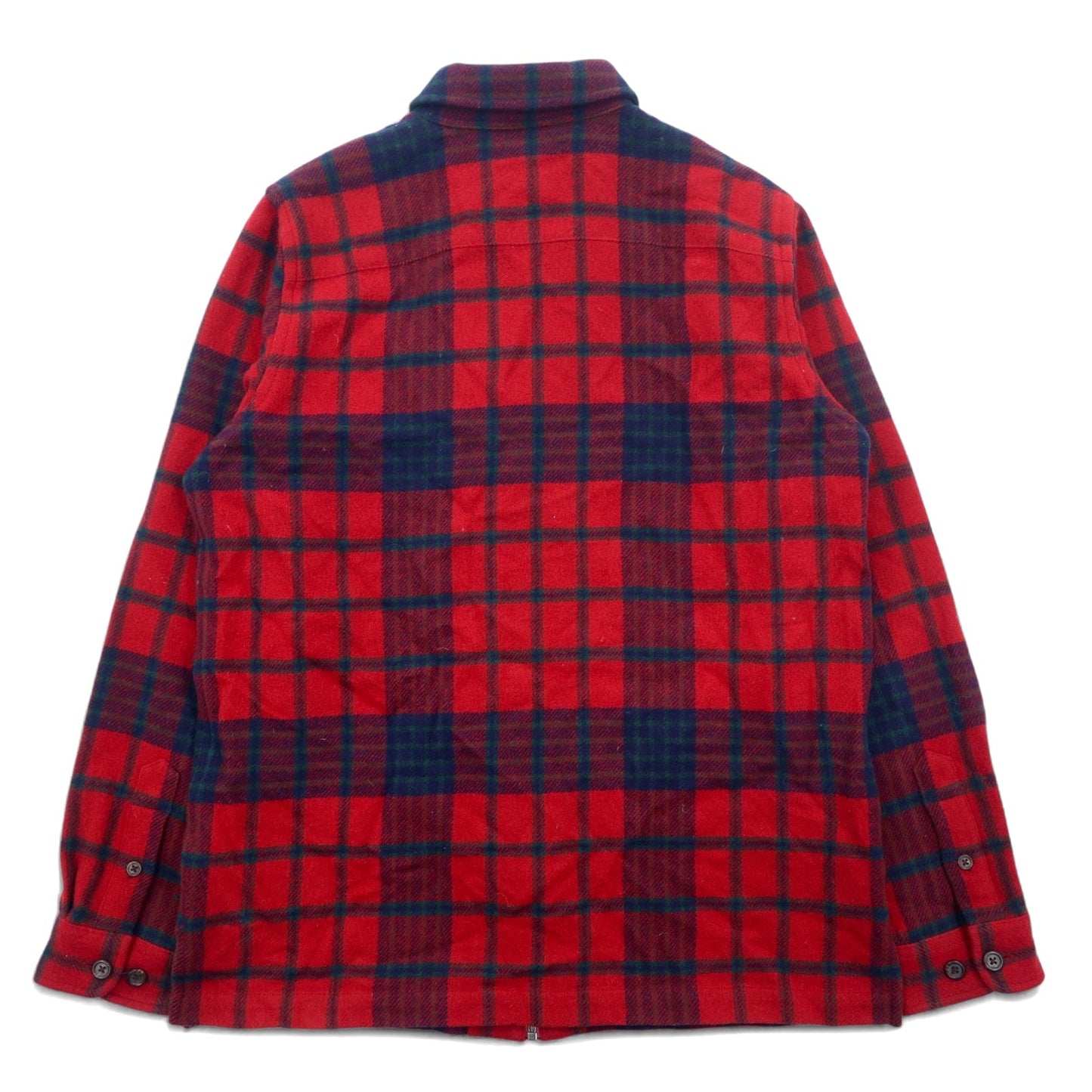 LAUREN RALPH LAUREN 90年代 フルジップ フランネルシャツ ジャケット M レッド ラムウール タータンチェック