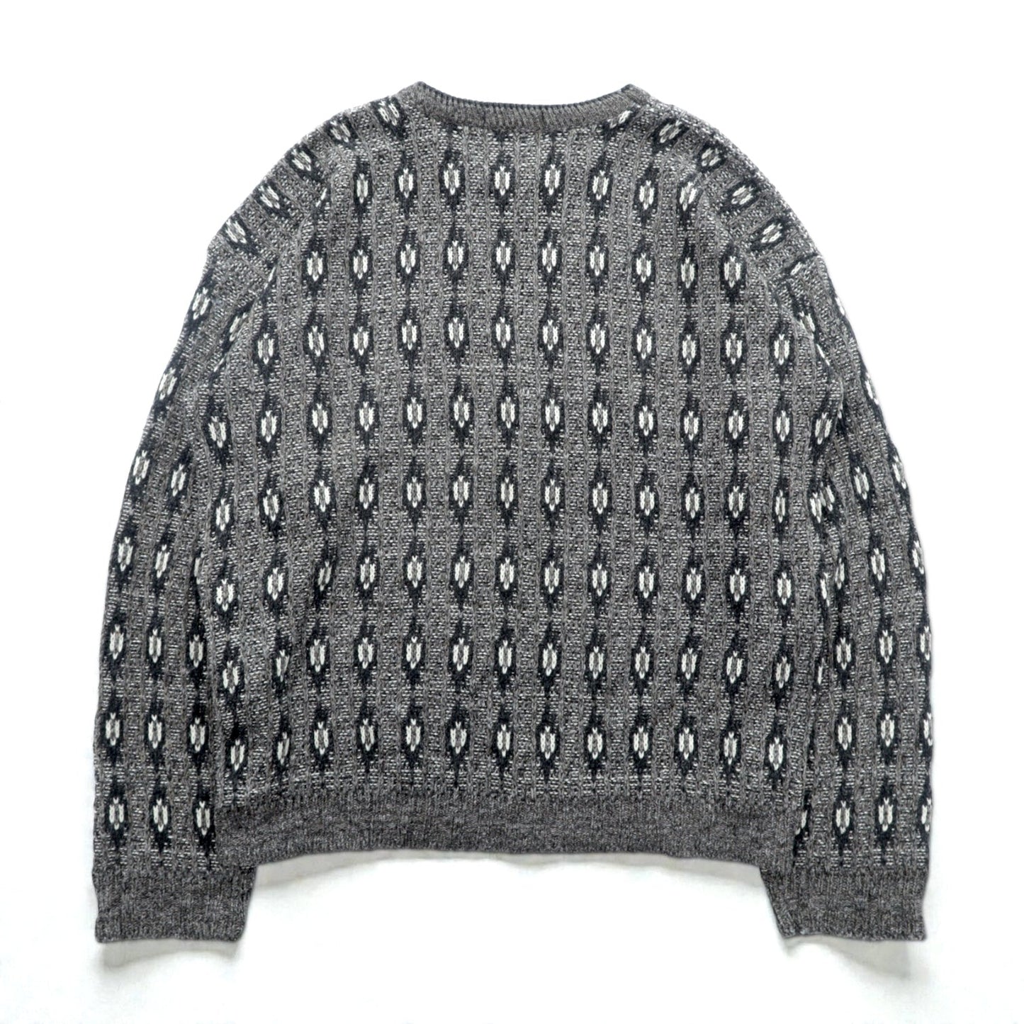 90s USA Vintage Jacquard Knit DAVID TAYLOR 総柄 ジャガード ニット セーター XL グレー 90年代 USA製