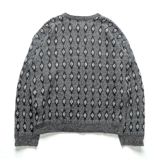 90s USA Vintage Jacquard Knit DAVID TAYLOR 総柄 ジャガード ニット セーター XL グレー 90年代 USA製