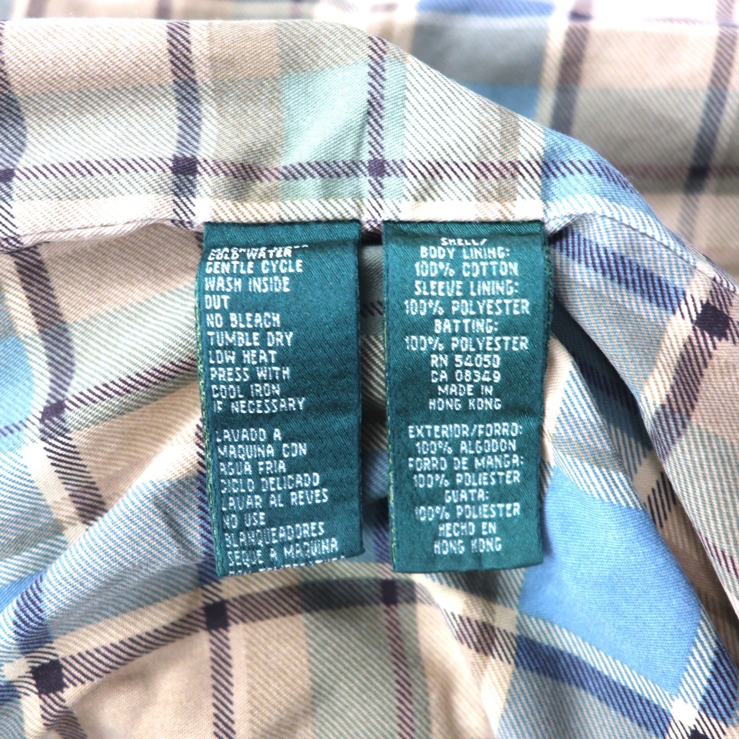 LAUREN JEANS CO. 90年代 ダブルブレスト キルティング デニムジャケット Pコート XL インディゴ ブルー 中綿 裏地チェック