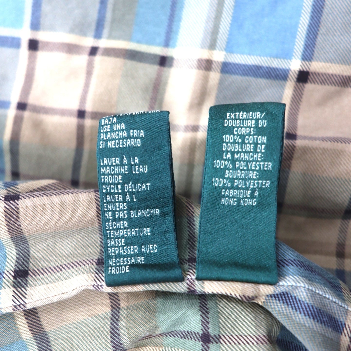 LAUREN JEANS CO. 90年代 ダブルブレスト キルティング デニムジャケット Pコート XL インディゴ ブルー 中綿 裏地チェック