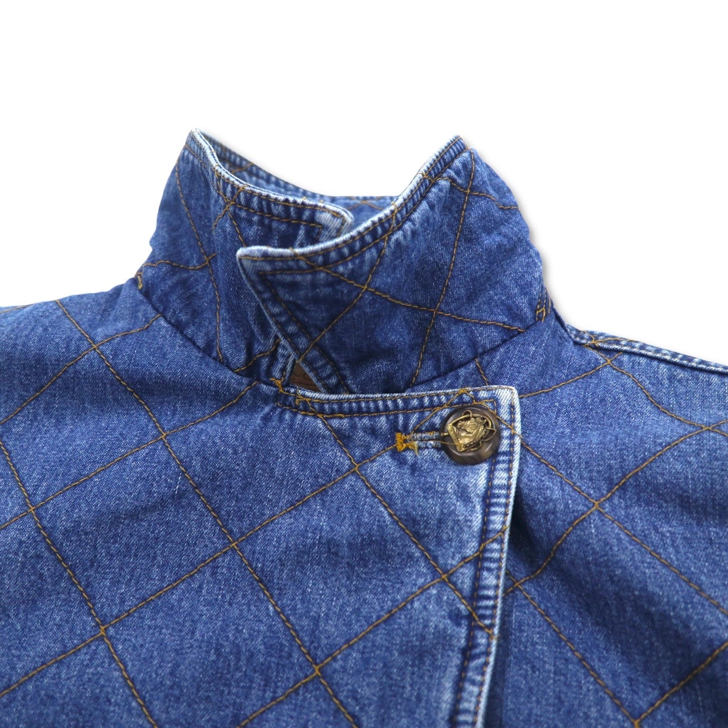 LAUREN JEANS CO. 90年代 ダブルブレスト キルティング デニムジャケット Pコート XL インディゴ ブルー 中綿 裏地チェック