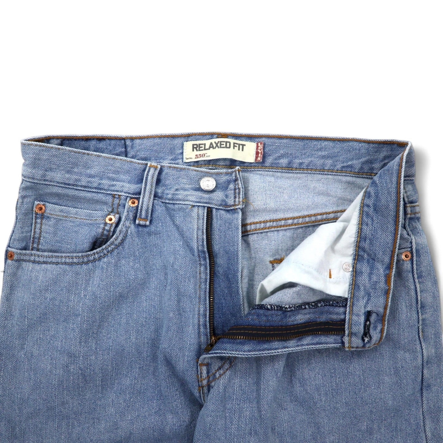 Levi's 550 Relaxed Fit Tapered Denim Pants, Size 32, Blue Ice Wash Cotton, Zipper Fly, USA Line, 550-4834, Made in Lesotho