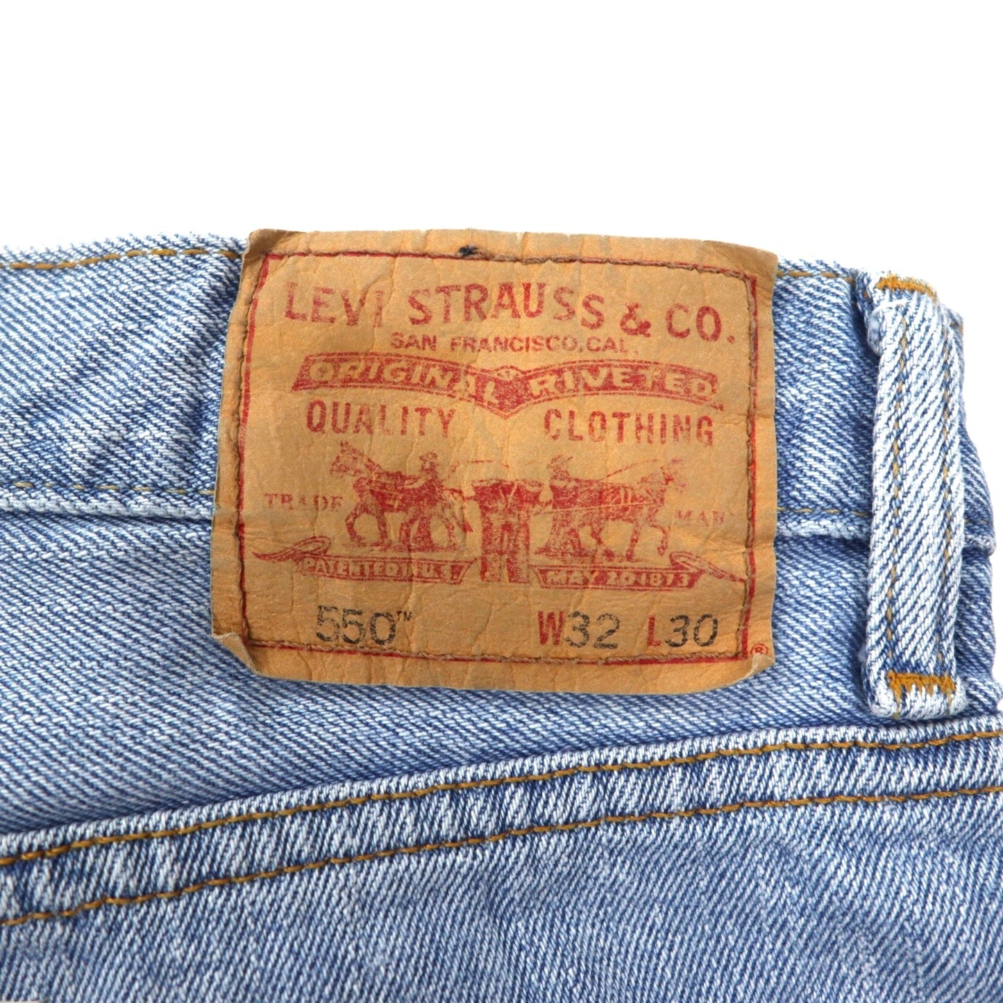 Levi's 550 Relaxed Fit Tapered Denim Pants, Size 32, Blue Ice Wash Cotton, Zipper Fly, USA Line, 550-4834, Made in Lesotho