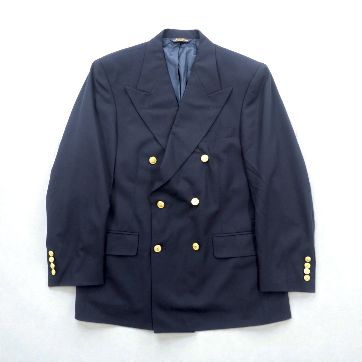 Brooks Brothers 80年代 USA製 ダブルブレスト テーラードジャケット ブレザー M ネイビー ギャバジン ウール 金ボタン 紺ブレ