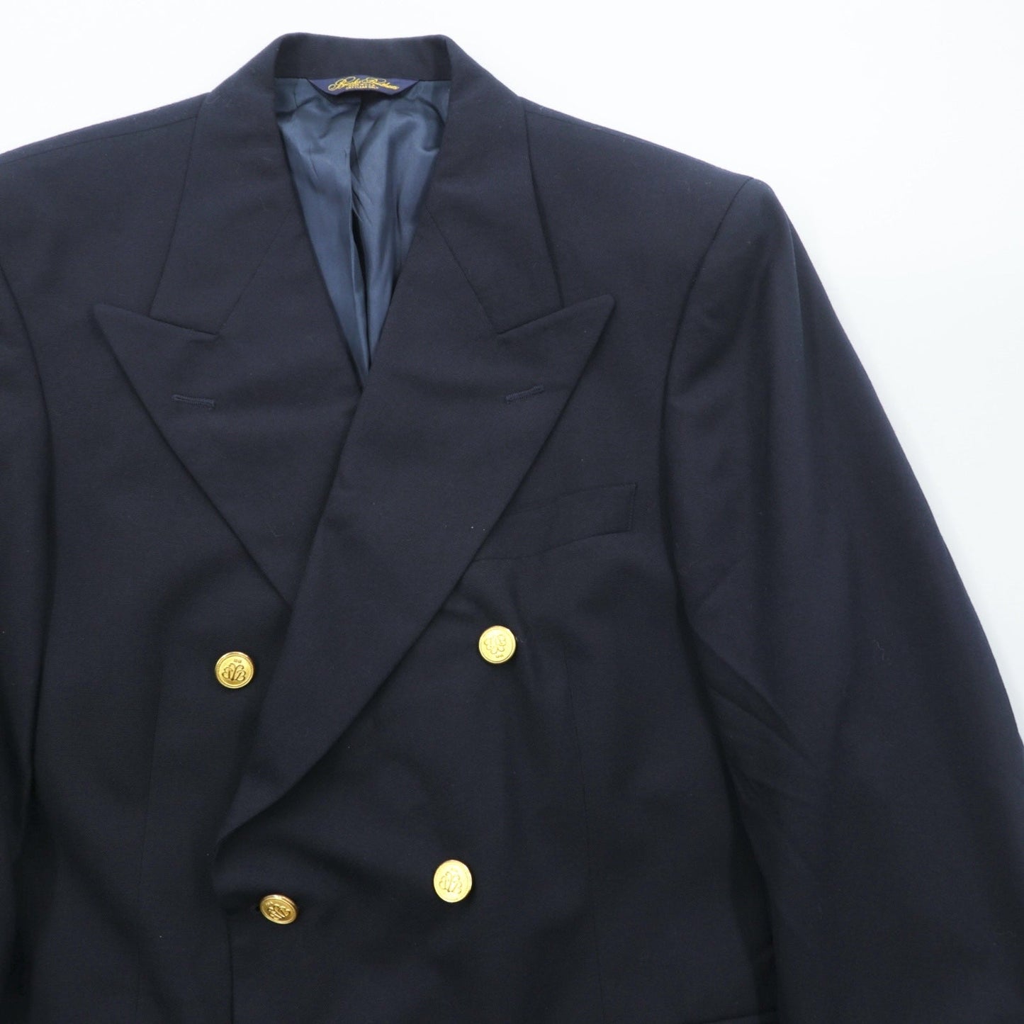 Brooks Brothers 80年代 USA製 ダブルブレスト テーラードジャケット ブレザー M ネイビー ギャバジン ウール 金ボタン 紺ブレ