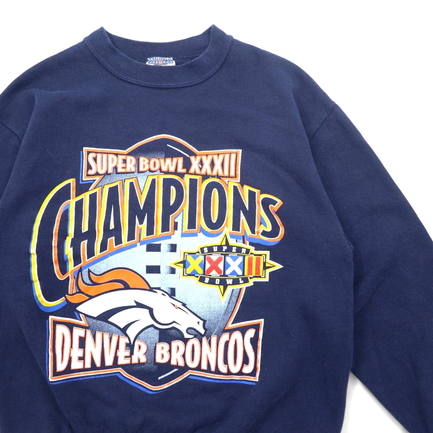 JERZEES 90s USA Made NFL Print Sweatshirt, Size M, Navy, Fleece-Lined, SUPER BOWL DENVER BRONCOS