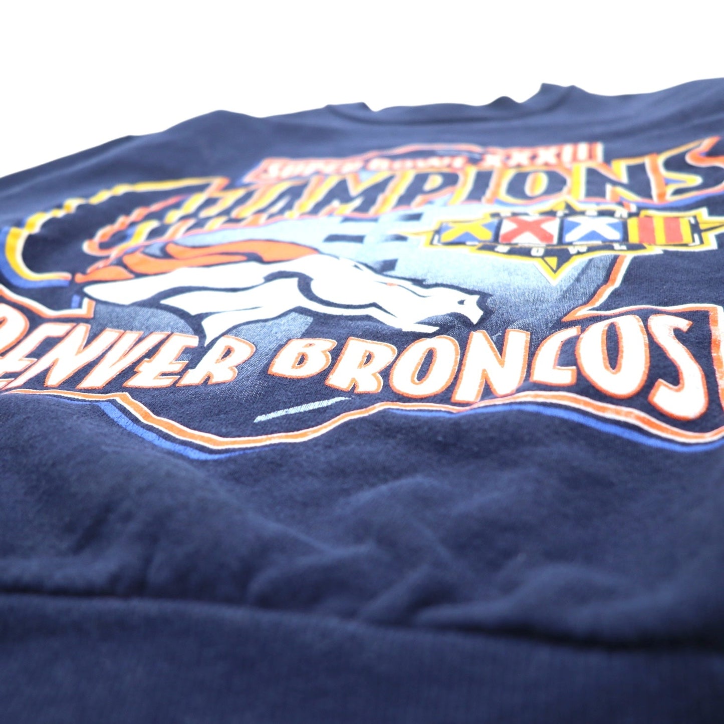 JERZEES 90s USA Made NFL Print Sweatshirt, Size M, Navy, Fleece-Lined, SUPER BOWL DENVER BRONCOS