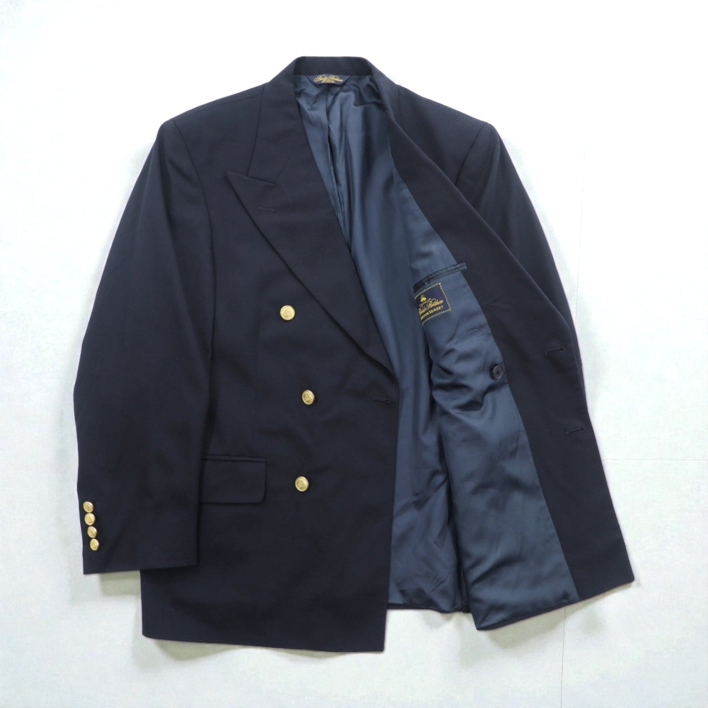 Brooks Brothers 80年代 USA製 ダブルブレスト テーラードジャケット ブレザー M ネイビー ギャバジン ウール 金ボタン 紺ブレ