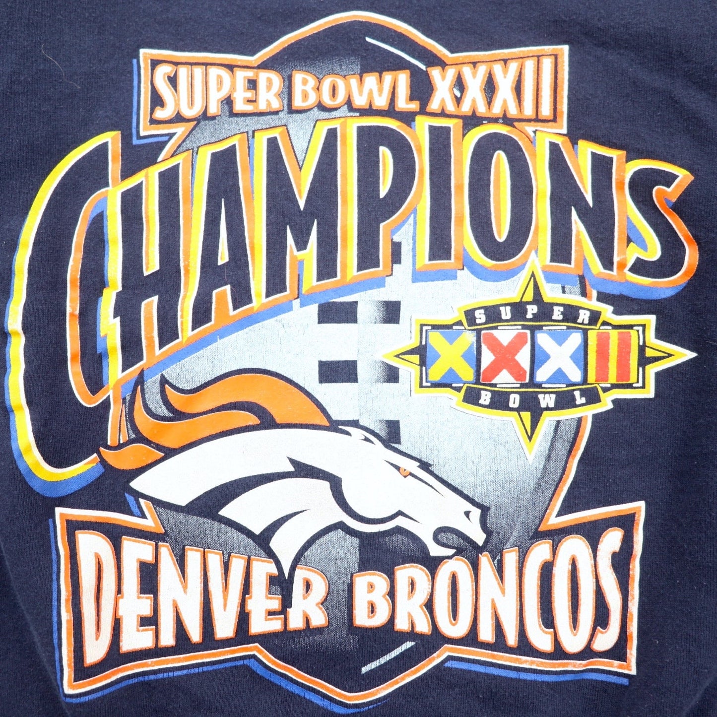 JERZEES 90s USA Made NFL Print Sweatshirt, Size M, Navy, Fleece-Lined, SUPER BOWL DENVER BRONCOS