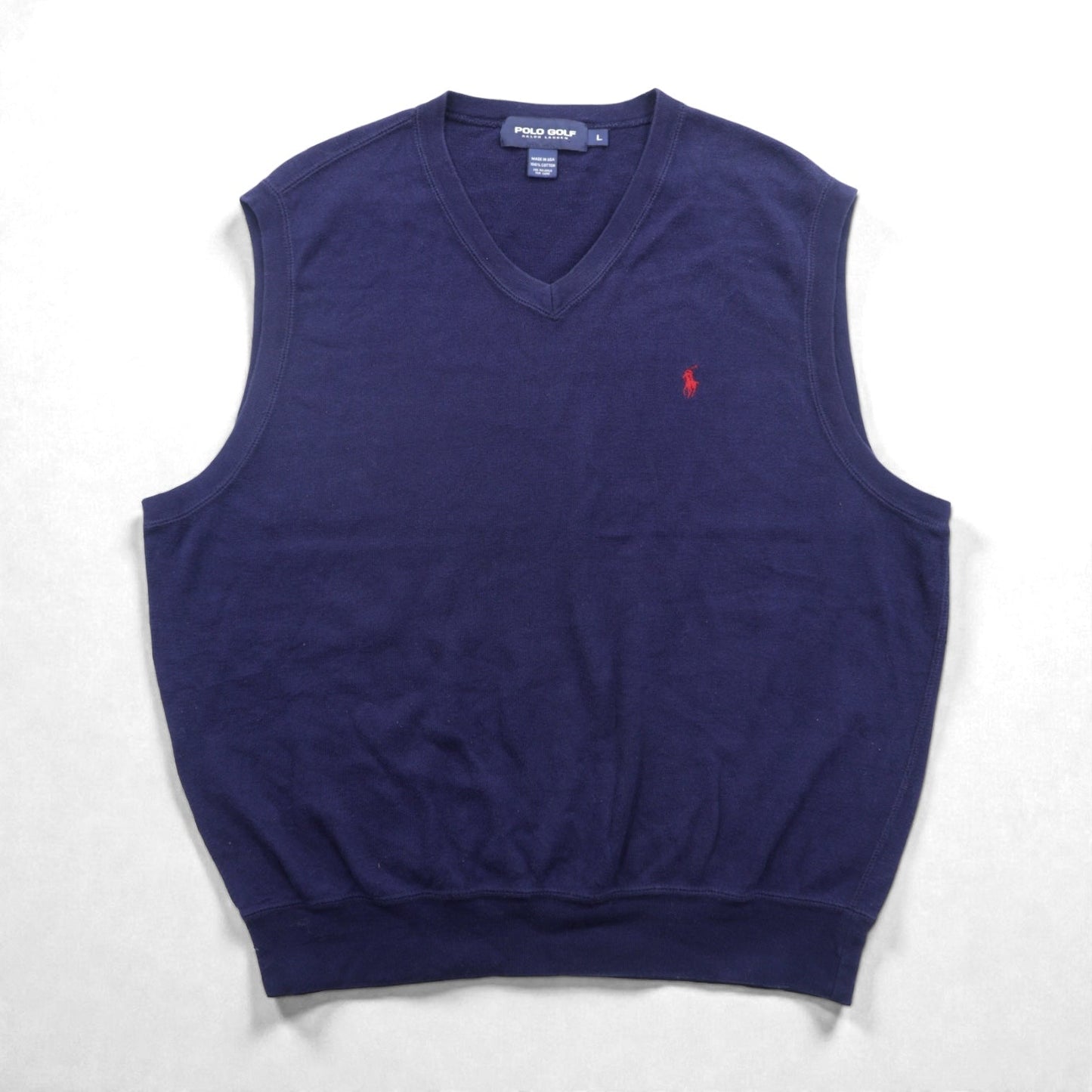 POLO GOLF RALPH LAUREN 90年代 USA製 Vネック ニット ベスト L ネイビー スモールポニー刺繡